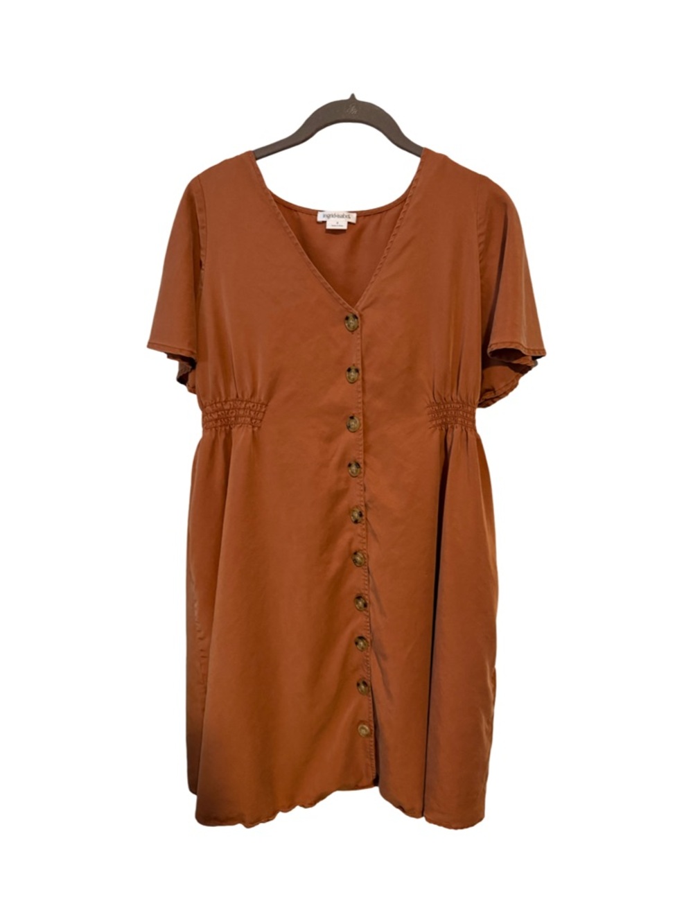 Ingrid & Isabel Rust Button-Front Short Sleeve Mini Dress Maternity
